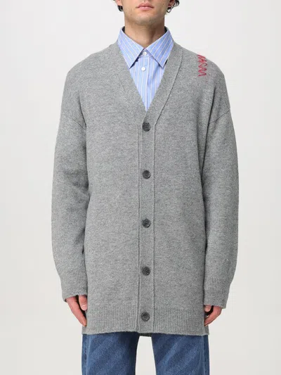 Marni Logo-embroidered Cardigan In Grey