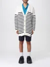 Marni Striped V-neck Cardigan In Grey