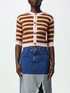 Marni Cropped Cardigan With Playful Stripe Pattern In Pink