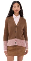 Marni Long Sleeve Merino Wool V-neck Cardigan In Burgundy