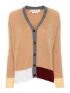 Marni Tan Color-block Cashmere Cardigan In Multicolour