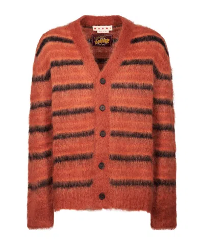 MARNI CARDIGAN RIGHE SPAZZOLATE