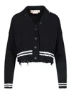 Marni Ribbed Hem Cropped Crewneck With Striped Detail