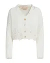 Marni Destroyed-effect Cropped Cardigan In White