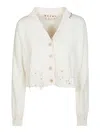Marni Destroyed-effect Cropped Cardigan In White
