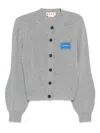 Marni Cashmere Cardigan With Logo In Gray