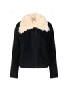 Marni Knitted Jacket With Faux Fur Collar In Black