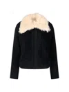 Marni Knitted Jacket With Faux Fur Collar In Black