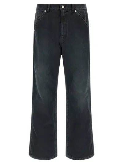 Marni Relaxed Fit Cotton Canvas Pants With Garment-dyed Finish In Black