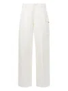 Marni Womens 00w01 Logo-patch Relaxed-fit Cotton Gabardine Cargo Trousers In White