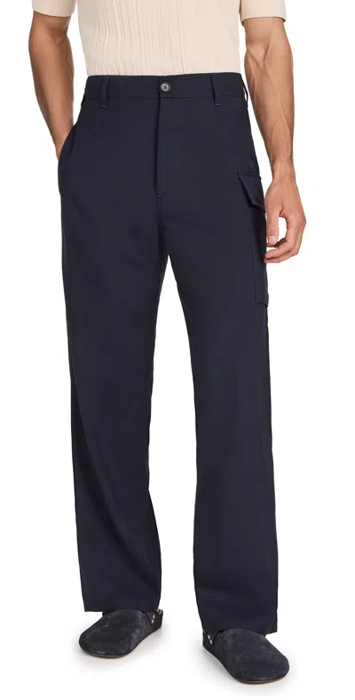 Marni Virgin Wool Navy Blue Cargo Pant In Blublack