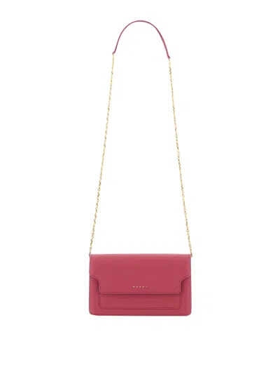Marni Wallet With Shoulder Strap In Pink