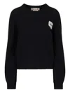 Marni Womens 00n99 Branded-patch Knitted Cashmere Jumper In Black