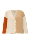 Marni Asymmetric Colorblock Cashmere Knit Cardigan In Beige