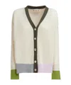 Marni Asymmetric Colorblock Cashmere Knit Cardigan In Nude