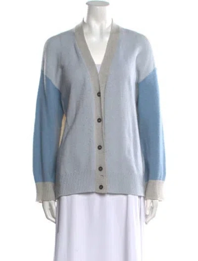 Pre-owned Marni Cashmere Colorblock Pattern Sweater In Blue