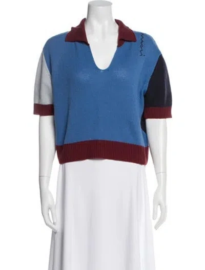 Pre-owned Marni Cashmere Colorblock Pattern Sweater In Blue