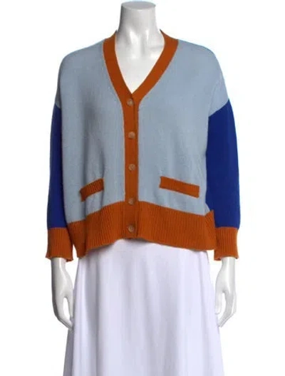 Pre-owned Marni Cashmere Colorblock Pattern Sweater In Blue