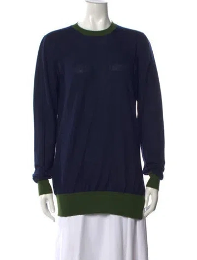 Pre-owned Marni Cashmere Colorblock Pattern Sweater In Blue
