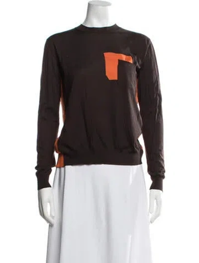 Pre-owned Marni Cashmere Colorblock Pattern Sweater In Brown