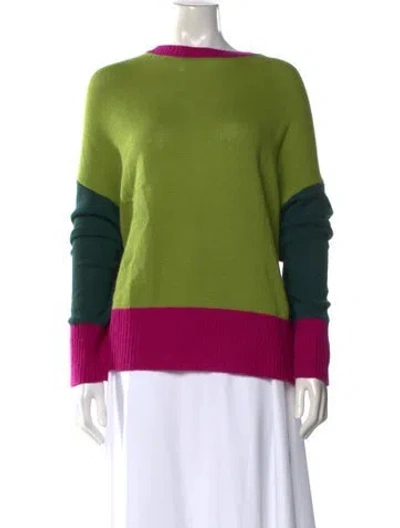 Pre-owned Marni Cashmere Colorblock Pattern Sweater In Green