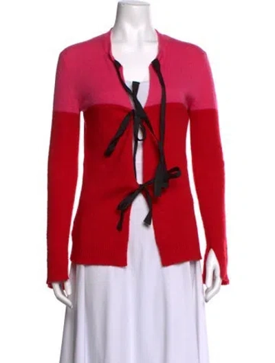 Pre-owned Marni Cashmere Colorblock Pattern Sweater In Red