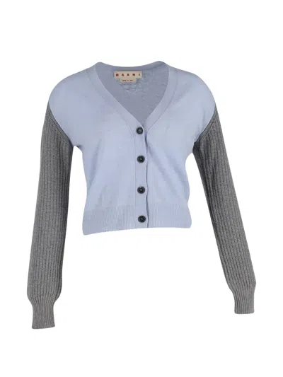Pre-owned Marni Cashmere Colourblock Cardigan In Blue