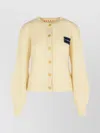 Marni Ivory Cashmere Cardigan Women In Yellow