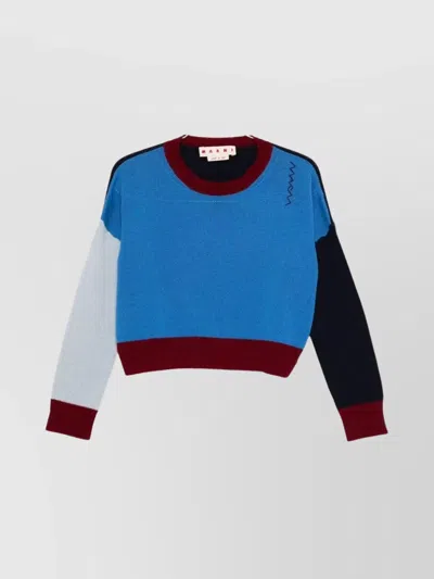 MARNI CASHMERE CROPPED SWEATER BLOCK DESIGN