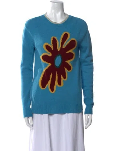 Pre-owned Marni Cashmere Graphic Print Sweater In Blue