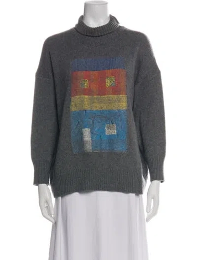 Pre-owned Marni Cashmere Graphic Print Sweater In Green