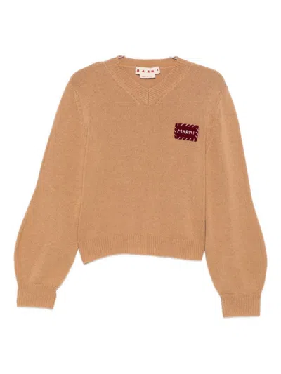 MARNI CASHMERE KNIT SWEATER WITH V-NECKLINE