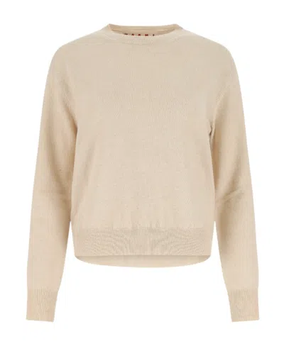 MARNI MARNI LOGO EMBROIDERED CREWNECK KNIT JUMPER