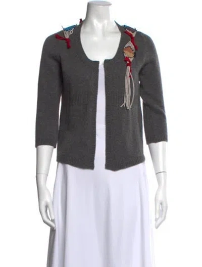 Pre-owned Marni Cashmere Open Front Sweater In Grey
