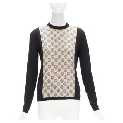 Pre-owned Marni Cashmere Silk Beige Pink Jewel Print Panel Black Sweater It40 S