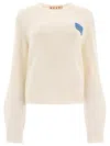 MARNI CASHMERE SWEATER WITH PATCH KNITWEAR WHITE