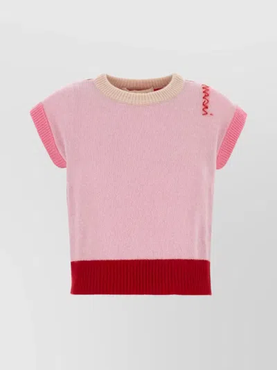 Marni Cashmere Vest With Cap Sleeves And Color Block Design In Multicolor