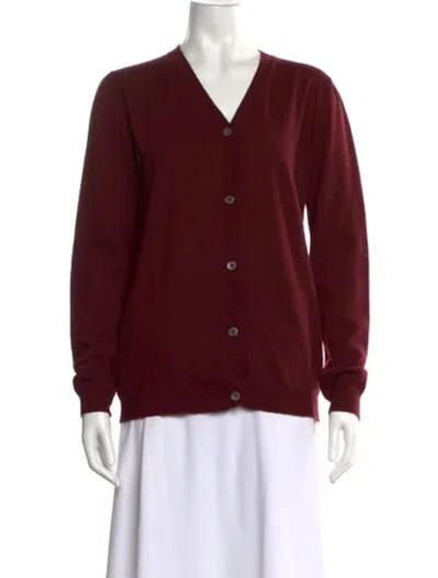 Pre-owned Marni Cashmere V-neck Sweater In Burgundy