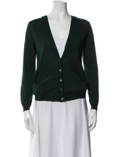 Pre-owned Marni Cashmere V-neck Sweater In Green