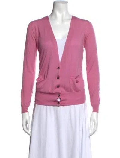 Pre-owned Marni Cashmere V-neck Sweater In Pink