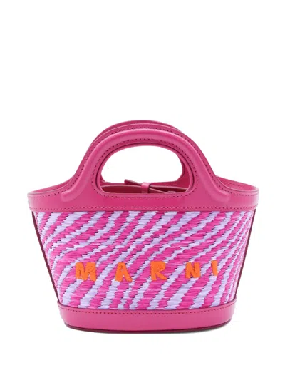 Marni Dark Pink Micro Tropicalia Satchel In Purple