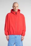 Marni Hooded Jacket With Elasticated Hem And Side Pockets In Red