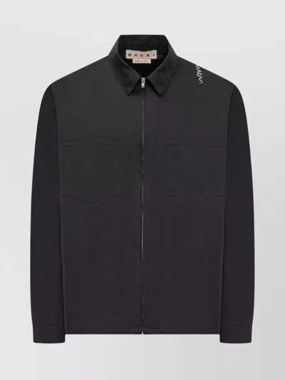 Marni Casual Jacket With Chest Pockets And Collared Design In Black