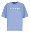 Marni Crew Neck Cotton T-shirt In Light Blue