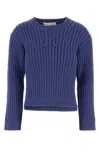 Marni Cerulean Cotton Blend Sweater In Bluesodalite