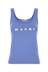 Marni Contemporary Blue Cotton Tank Top With Brushstroke Logo In Bluelilac
