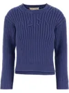 Marni Cerulean Cotton Blend Sweater In Blue