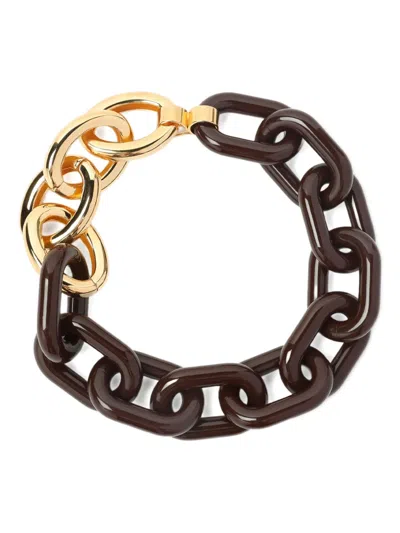 Marni Chunky Chain Resin And Brass Necklace In Brown
