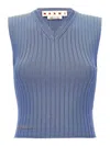 Marni Sleeveless Ribbed Knit Top In Light Blue
