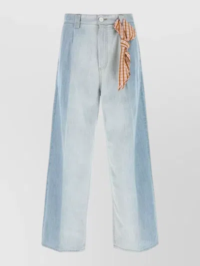 Marni Chambray Jeans Wide Leg Scarf Detail In Blue
